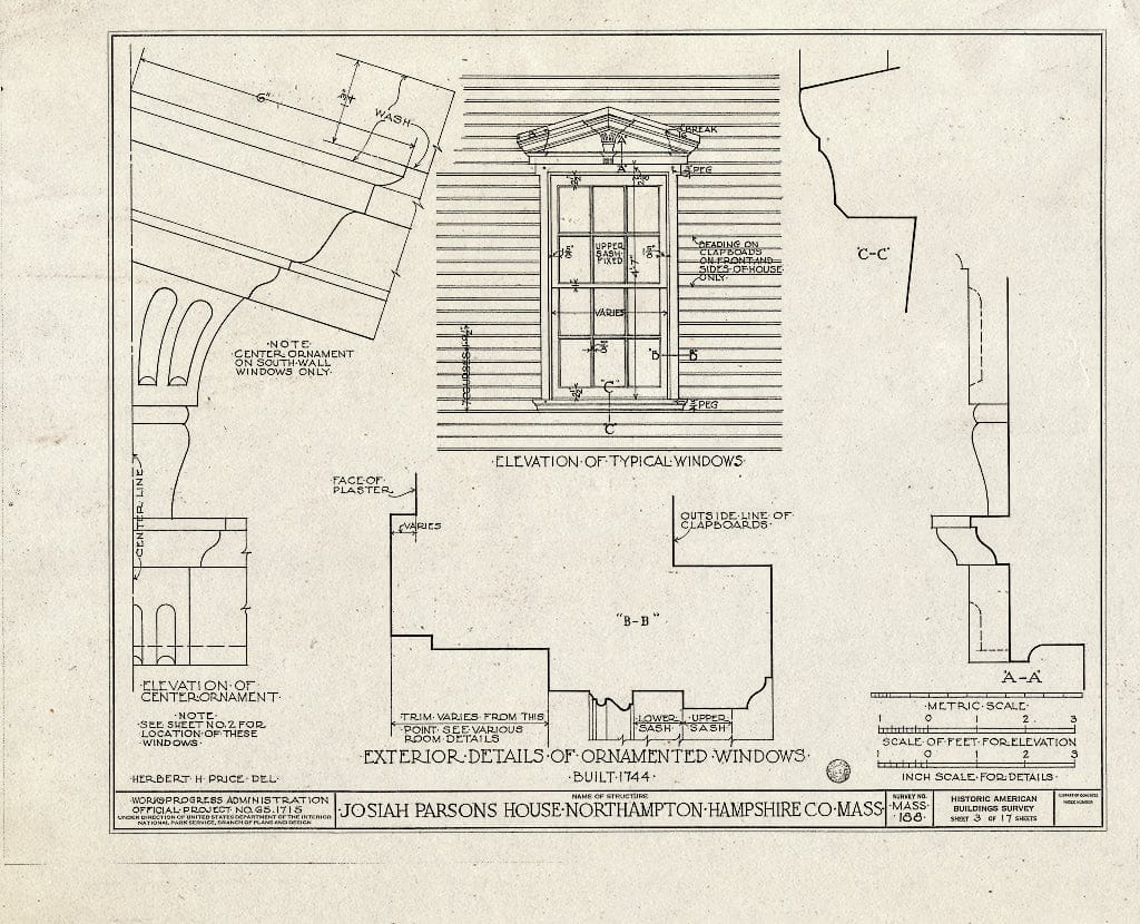 Blueprint HABS Mass,8-North,2- (Sheet 3 of 17) - Lieutenant William Parsons House, 392 Bridge Street (Moved to Darien, CT), Northampton, Hampshire County, MA
