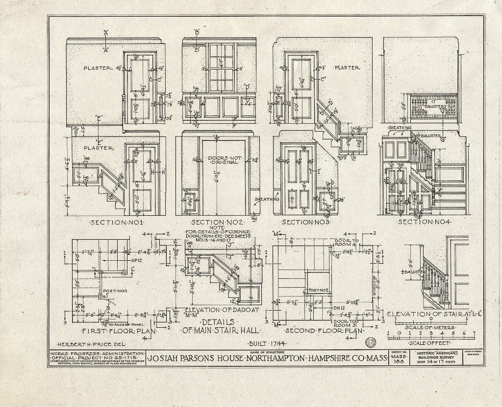 Blueprint HABS Mass,8-North,2- (Sheet 14 of 17) - Lieutenant William Parsons House, 392 Bridge Street (Moved to Darien, CT), Northampton, Hampshire County, MA