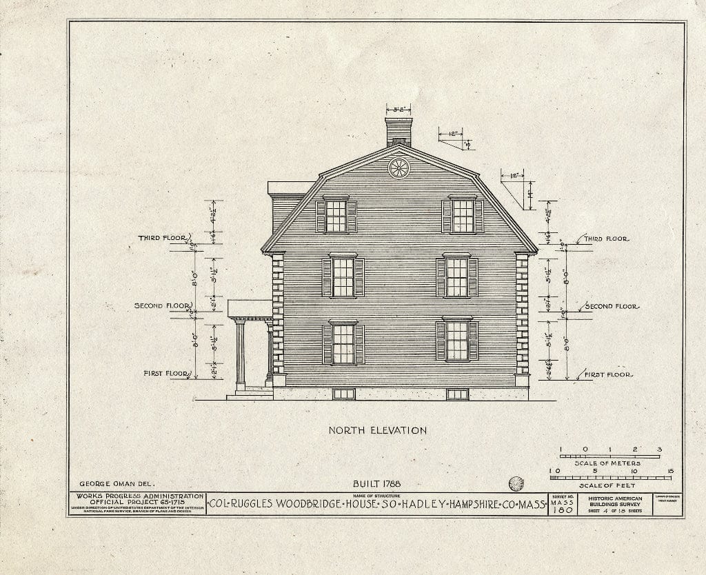 Blueprint HABS Mass,8-HADS,1- (Sheet 4 of 18) - Colonel Ruggles Woodbridge House, 26 Woodbridge Street, South Hadley, Hampshire County, MA