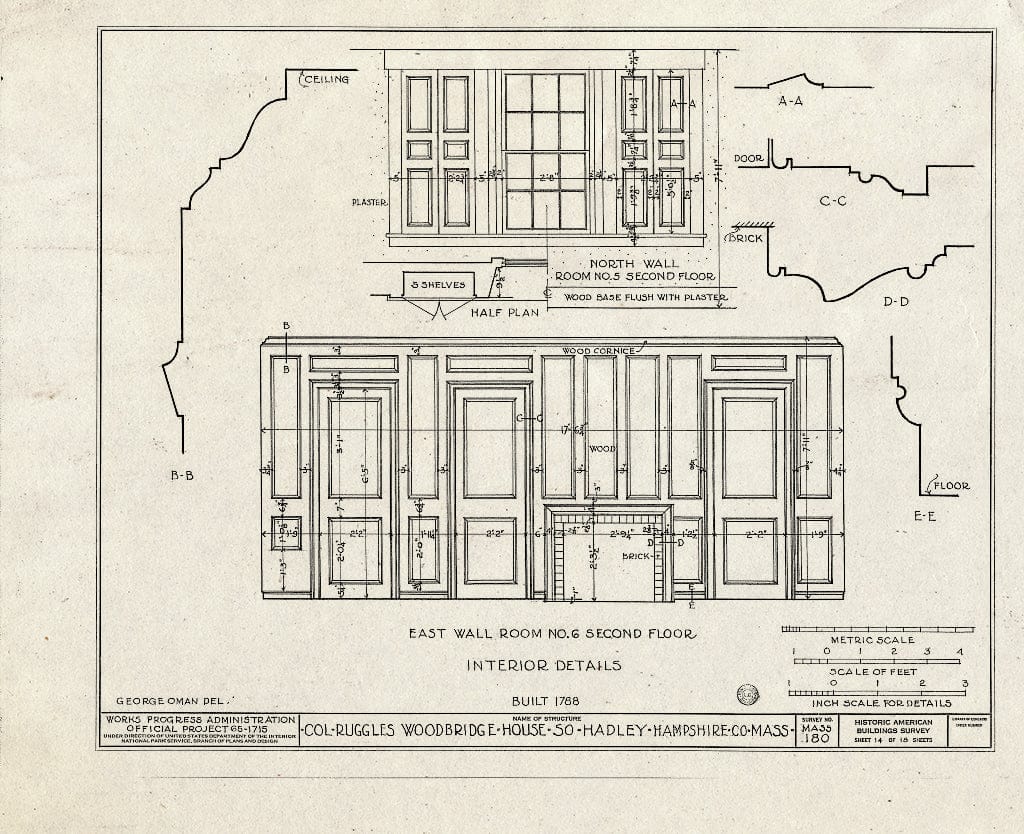 Blueprint HABS Mass,8-HADS,1- (Sheet 14 of 18) - Colonel Ruggles Woodbridge House, 26 Woodbridge Street, South Hadley, Hampshire County, MA