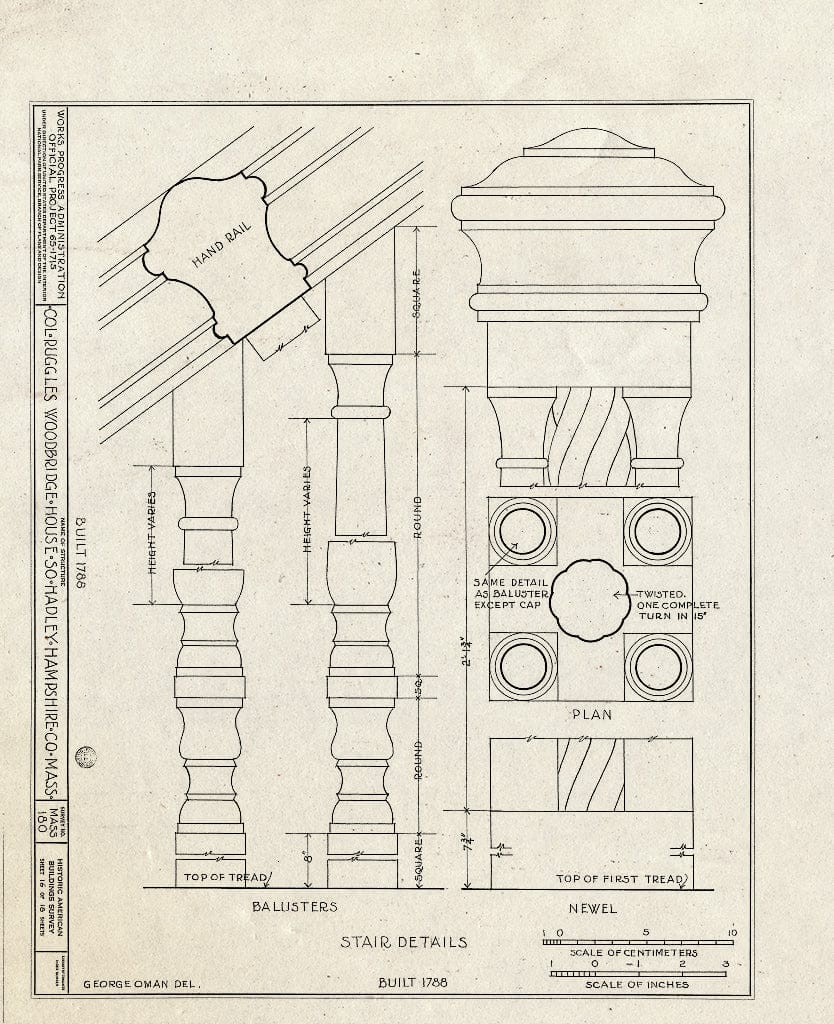 Blueprint HABS Mass,8-HADS,1- (Sheet 16 of 18) - Colonel Ruggles Woodbridge House, 26 Woodbridge Street, South Hadley, Hampshire County, MA