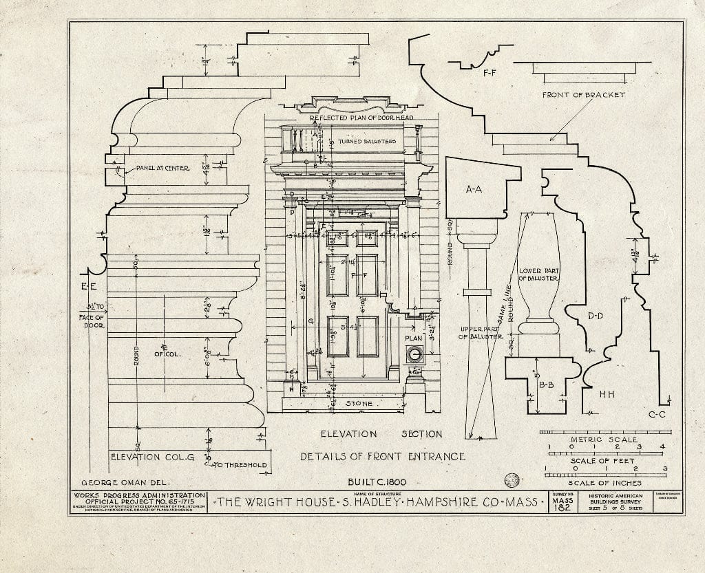 Blueprint HABS Mass,8-HADS,2- (Sheet 5 of 8) - Wright House, 96 College Street, South Hadley, Hampshire County, MA