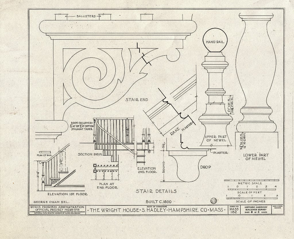 Blueprint HABS Mass,8-HADS,2- (Sheet 6 of 8) - Wright House, 96 College Street, South Hadley, Hampshire County, MA