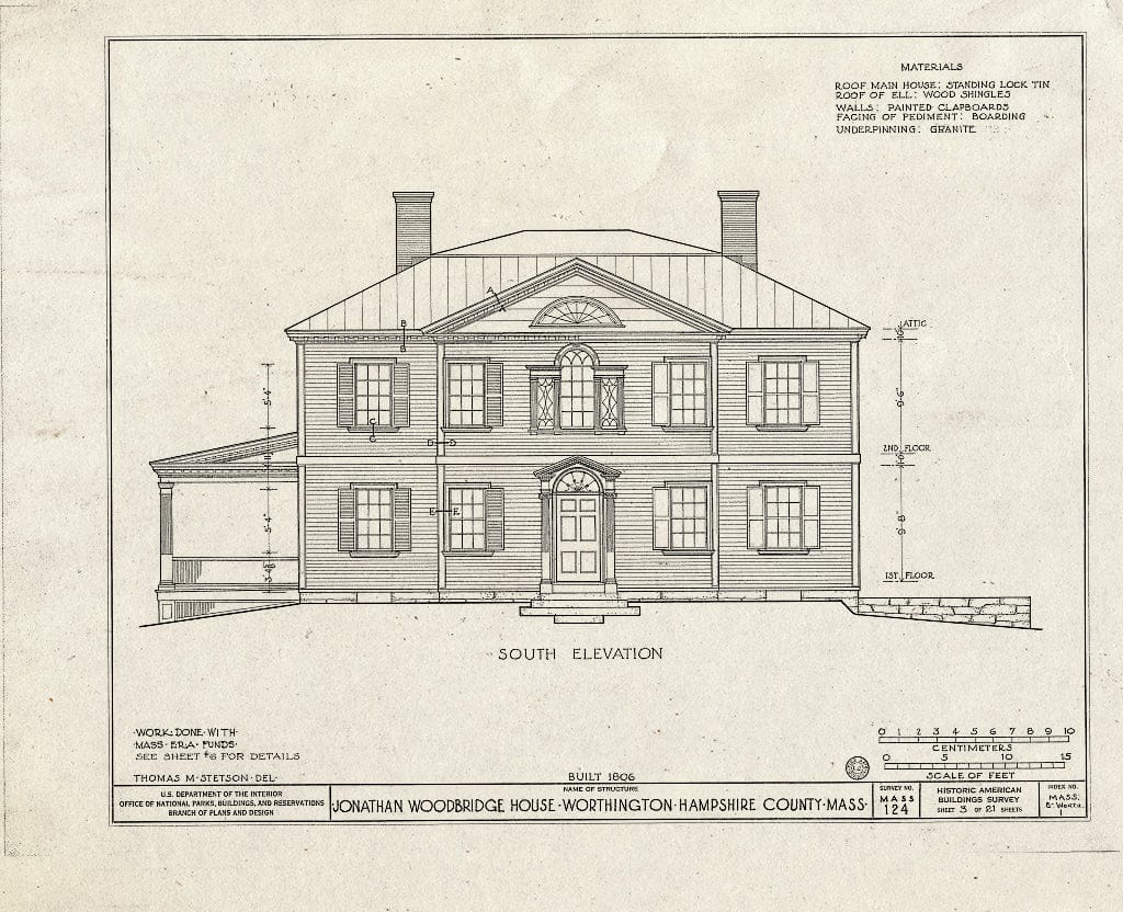 Blueprint HABS Mass,8-Worth,1- (Sheet 3 of 21) - Jonathan Woodbridge House, Four Corners, Worthington Center, Hampshire County, MA