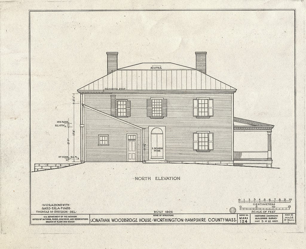 Blueprint HABS Mass,8-Worth,1- (Sheet 5 of 21) - Jonathan Woodbridge House, Four Corners, Worthington Center, Hampshire County, MA