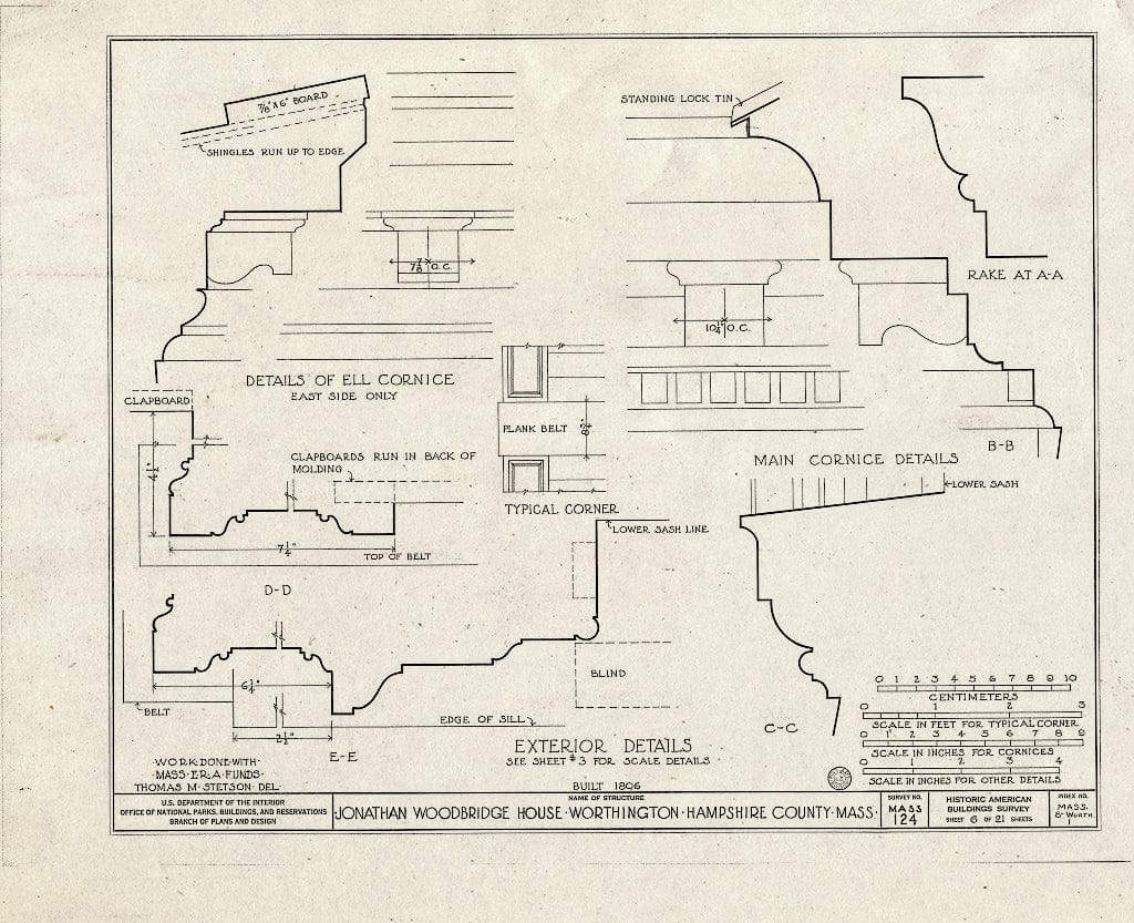 Blueprint HABS Mass,8-Worth,1- (Sheet 6 of 21) - Jonathan Woodbridge House, Four Corners, Worthington Center, Hampshire County, MA