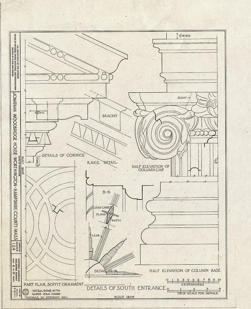 Blueprint HABS Mass,8-Worth,1- (Sheet 8 of 21) - Jonathan Woodbridge House, Four Corners, Worthington Center, Hampshire County, MA