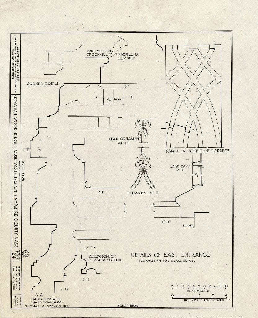 Blueprint HABS Mass,8-Worth,1- (Sheet 10 of 21) - Jonathan Woodbridge House, Four Corners, Worthington Center, Hampshire County, MA