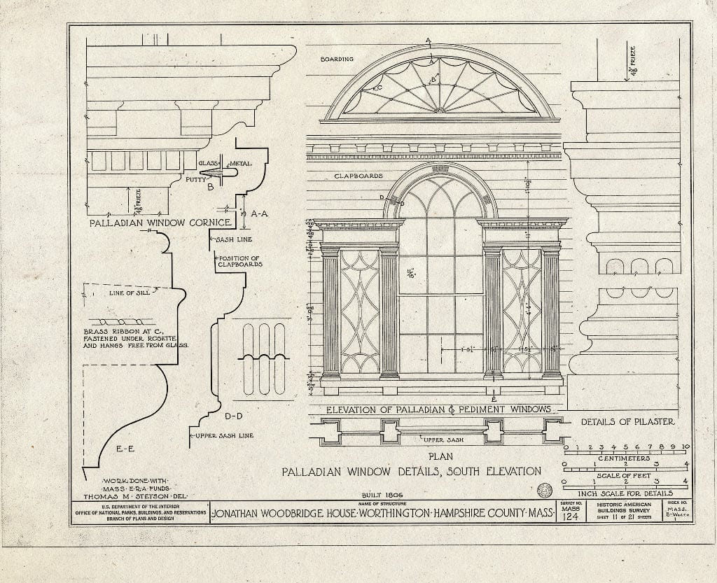 Blueprint HABS Mass,8-Worth,1- (Sheet 11 of 21) - Jonathan Woodbridge House, Four Corners, Worthington Center, Hampshire County, MA