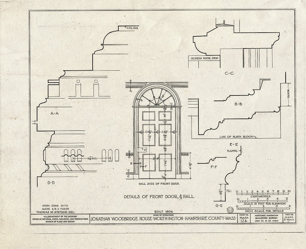 Blueprint HABS Mass,8-Worth,1- (Sheet 12 of 21) - Jonathan Woodbridge House, Four Corners, Worthington Center, Hampshire County, MA