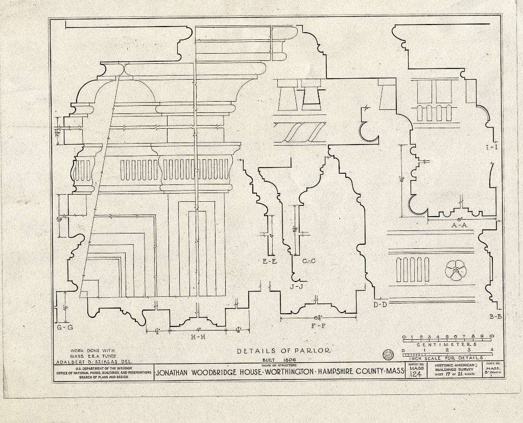 Blueprint HABS Mass,8-Worth,1- (Sheet 17 of 21) - Jonathan Woodbridge House, Four Corners, Worthington Center, Hampshire County, MA