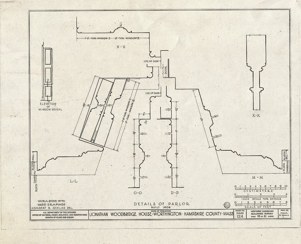 Blueprint HABS Mass,8-Worth,1- (Sheet 18 of 21) - Jonathan Woodbridge House, Four Corners, Worthington Center, Hampshire County, MA