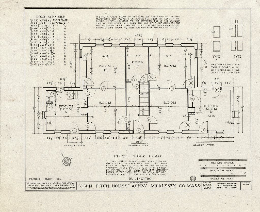 Blueprint HABS Mass,9-Ashby,1- (Sheet 1 of 9) - ASA Kendall House, South Road, Ashby, Middlesex County, MA