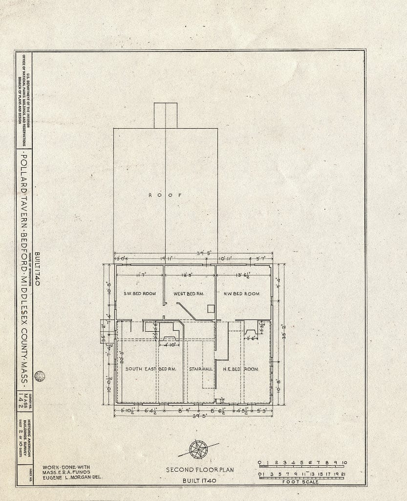 Blueprint HABS Mass,9-Bed,5- (Sheet 2 of 10) - Pollard Tavern, Great Road, Bedford, Middlesex County, MA
