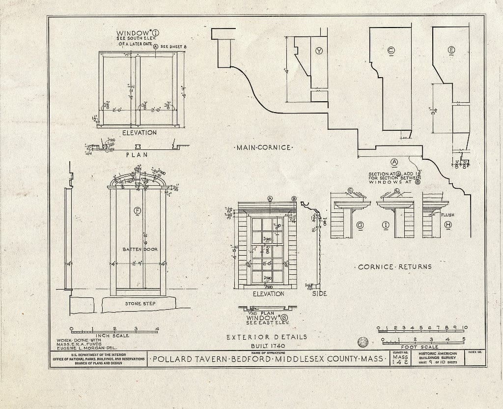 Blueprint HABS Mass,9-Bed,5- (Sheet 9 of 10) - Pollard Tavern, Great Road, Bedford, Middlesex County, MA