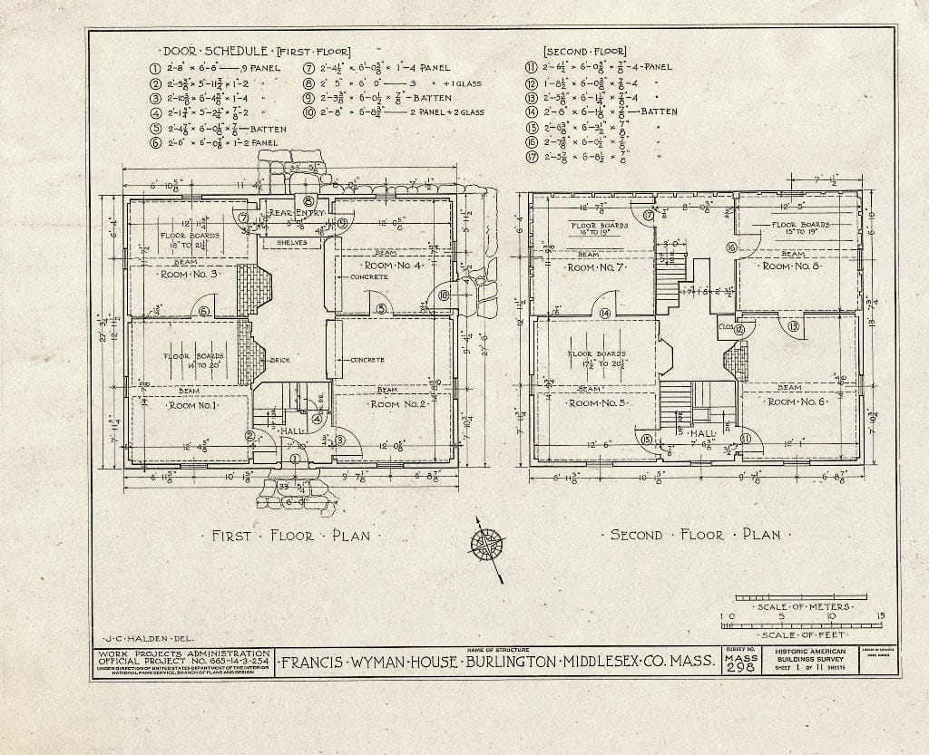 Blueprint HABS Mass,9-BURL,2- (Sheet 1 of 11) - Francis Wyman House, Francis Wyman Road, Burlington, Middlesex County, MA