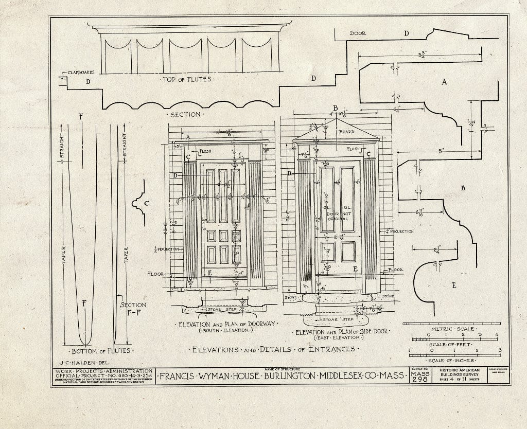 Blueprint HABS Mass,9-BURL,2- (Sheet 4 of 11) - Francis Wyman House, Francis Wyman Road, Burlington, Middlesex County, MA