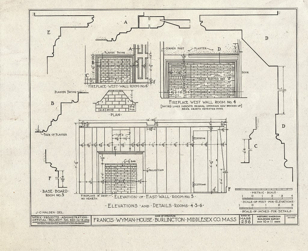 Blueprint HABS Mass,9-BURL,2- (Sheet 10 of 11) - Francis Wyman House, Francis Wyman Road, Burlington, Middlesex County, MA