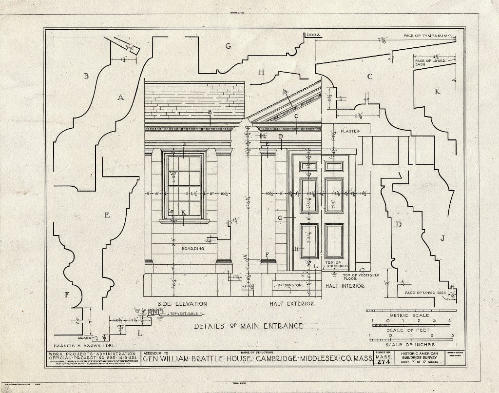 Blueprint HABS Mass,9-CAMB,9- (Sheet 7 of 17) - General William Brattle House, 42 Brattle Street, Cambridge, Middlesex County, MA