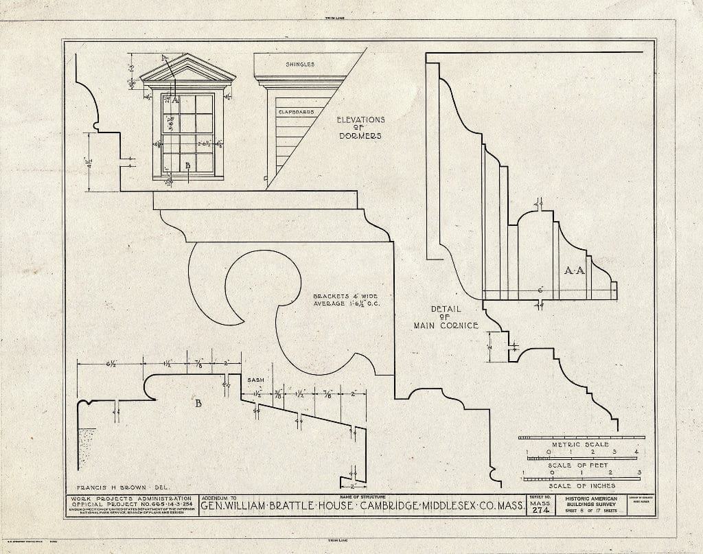 Blueprint HABS Mass,9-CAMB,9- (Sheet 8 of 17) - General William Brattle House, 42 Brattle Street, Cambridge, Middlesex County, MA