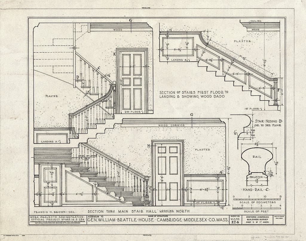 Blueprint HABS Mass,9-CAMB,9- (Sheet 9 of 17) - General William Brattle House, 42 Brattle Street, Cambridge, Middlesex County, MA