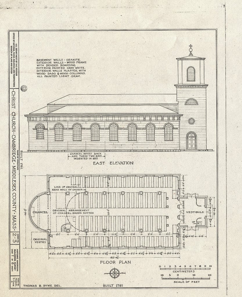 Blueprint HABS Mass,9-CAMB,4- (Sheet 1 of 8) - Christ Church, Garden Street, Cambridge, Middlesex County, MA