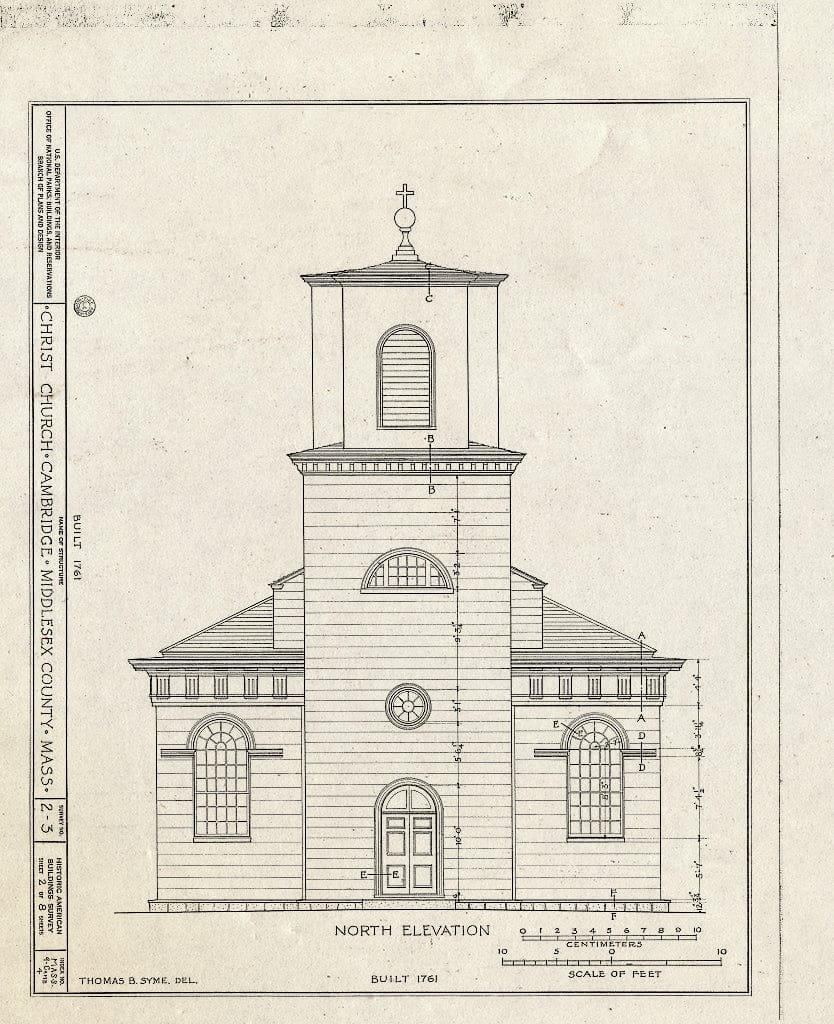 Blueprint HABS Mass,9-CAMB,4- (Sheet 2 of 8) - Christ Church, Garden Street, Cambridge, Middlesex County, MA