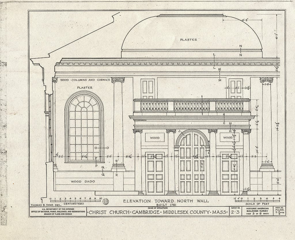 Blueprint HABS Mass,9-CAMB,4- (Sheet 3 of 8) - Christ Church, Garden Street, Cambridge, Middlesex County, MA