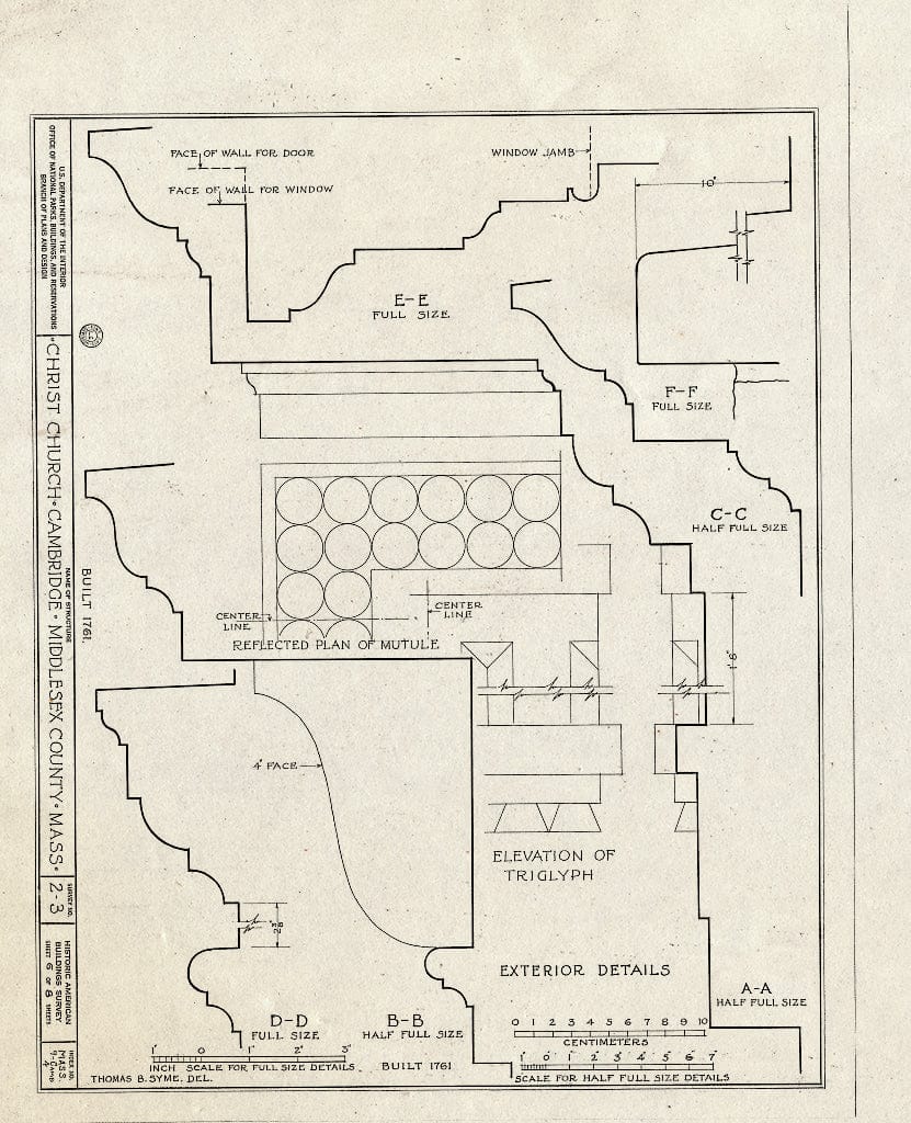 Blueprint HABS Mass,9-CAMB,4- (Sheet 6 of 8) - Christ Church, Garden Street, Cambridge, Middlesex County, MA