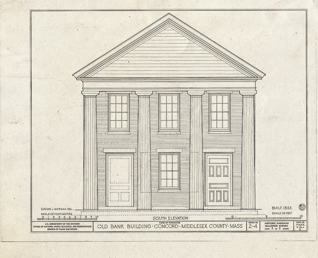 Blueprint HABS Mass,9-CON,8- (Sheet 3 of 5) - Old Bank Building, Main Street, Concord, Middlesex County, MA