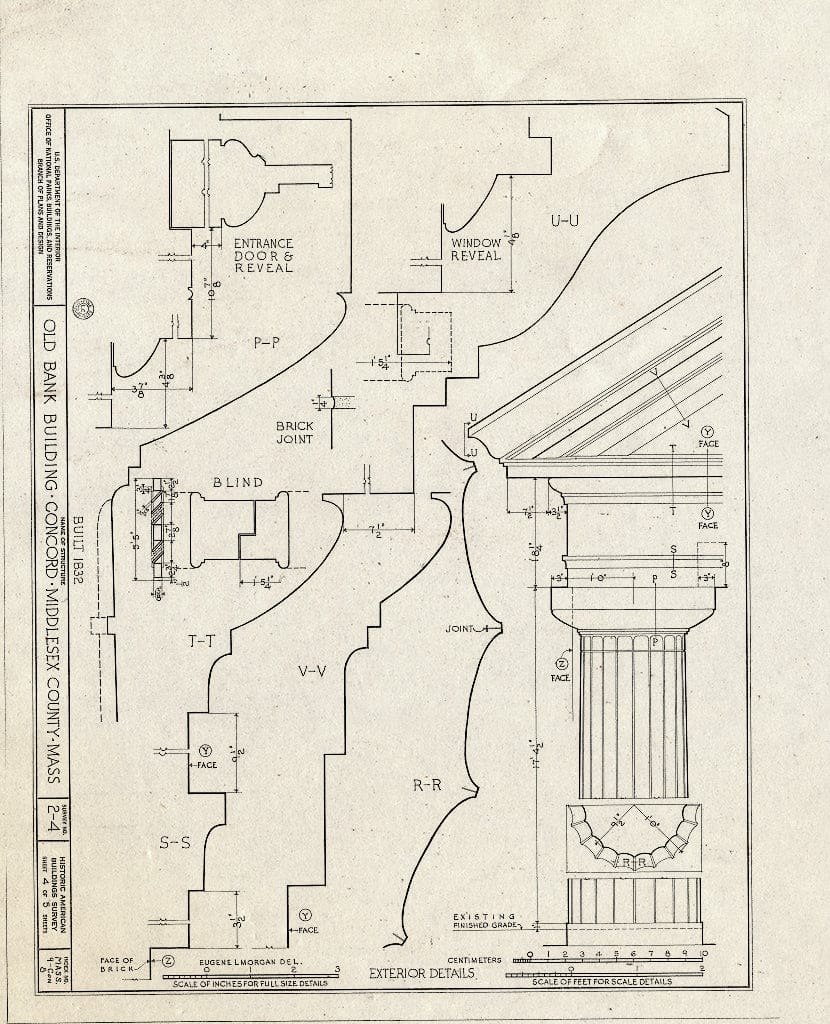 Blueprint HABS Mass,9-CON,8- (Sheet 4 of 5) - Old Bank Building, Main Street, Concord, Middlesex County, MA