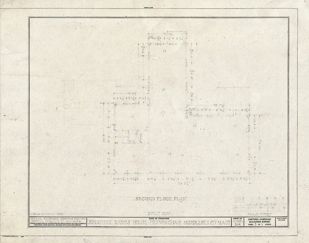 Blueprint HABS Mass,9-FRAM,6- (Sheet 3 of 6) - Jonathan Eames House, Union Avenue (Moved to Prospect Street), Framingham, Middlesex County, MA