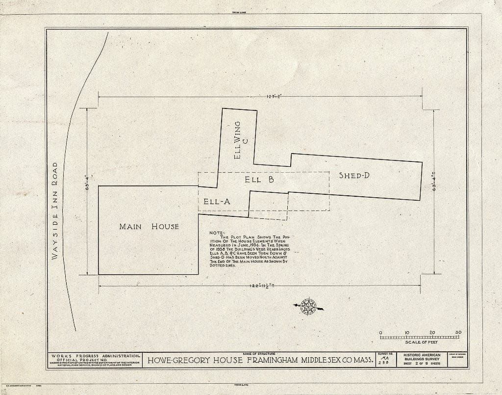 Blueprint HABS Mass,9-FRAM,2- (Sheet 2 of 8) - Howe-Gregory House, Wayside Inn Road, Framingham, Middlesex County, MA