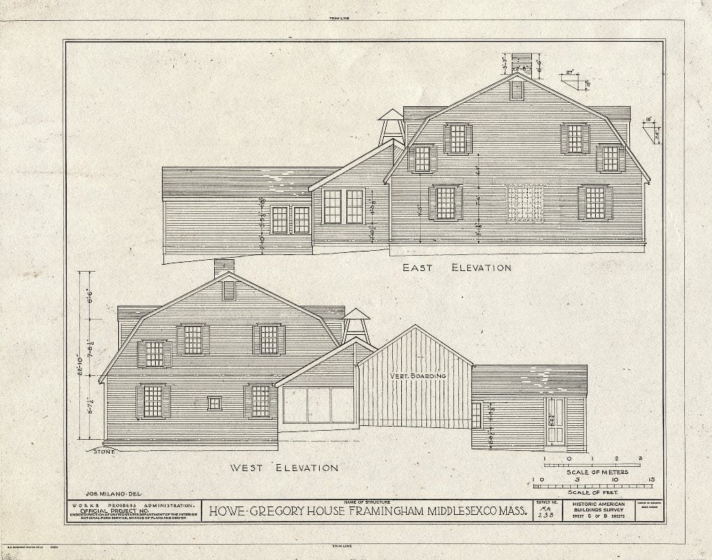 Blueprint HABS Mass,9-FRAM,2- (Sheet 6 of 8) - Howe-Gregory House, Wayside Inn Road, Framingham, Middlesex County, MA