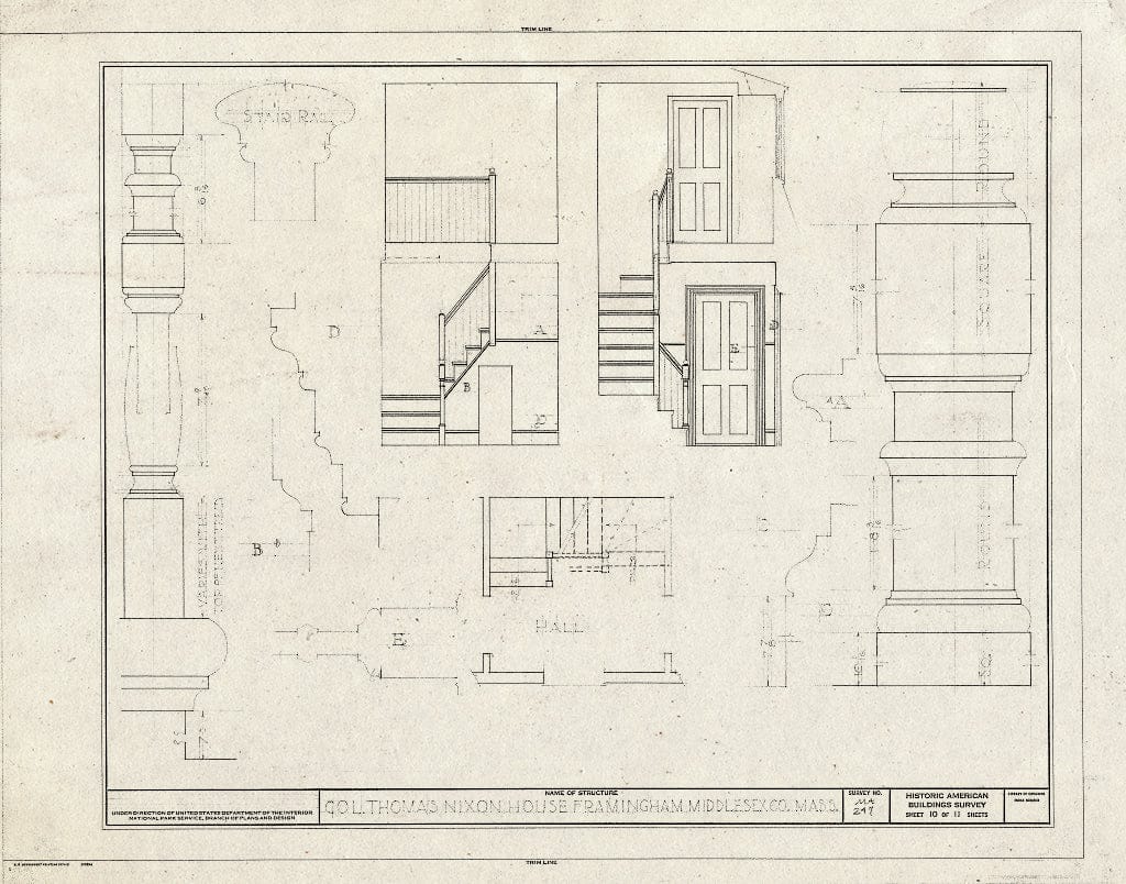 Blueprint HABS Mass,9-FRAM,3- (Sheet 10 of 11) - Colonel Thomas Nixon House, 881 Edmands Road, Framingham, Middlesex County, MA