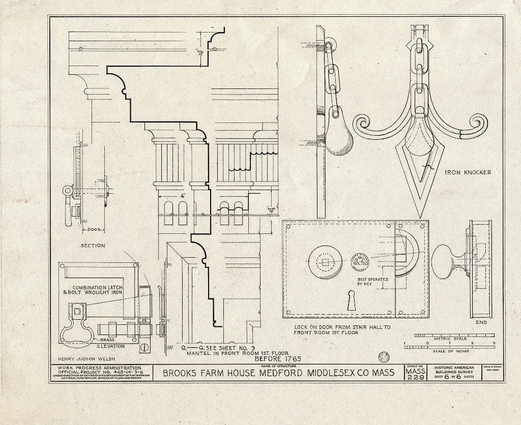 Blueprint HABS Mass,9-MEDW,2- (Sheet 6 of 6) - Brooks Farmhouse, 24 Woburn Street, West Medford, Middlesex County, MA