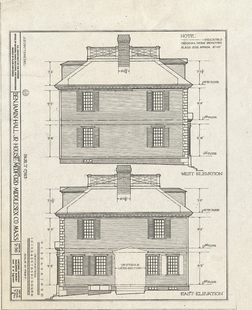 Blueprint HABS Mass,9-MED,8- (Sheet 5 of 24) - Benjamin Hall Jr. House, 57 High Street, Medford, Middlesex County, MA