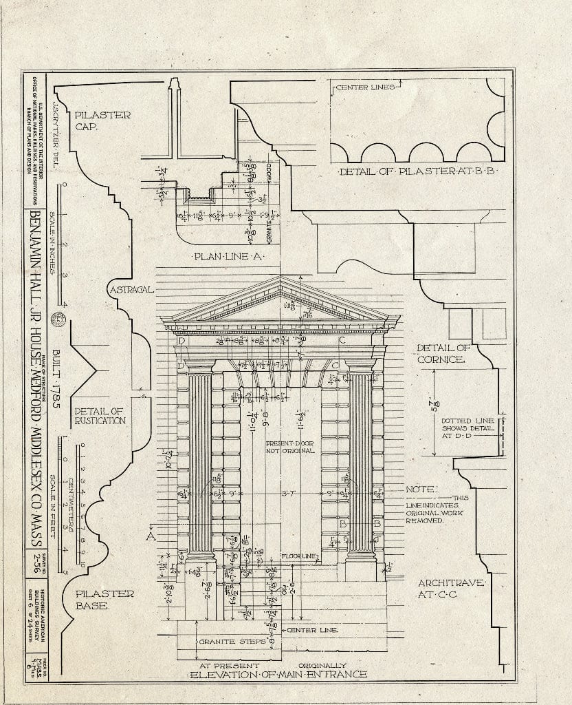 Blueprint HABS Mass,9-MED,8- (Sheet 6 of 24) - Benjamin Hall Jr. House, 57 High Street, Medford, Middlesex County, MA