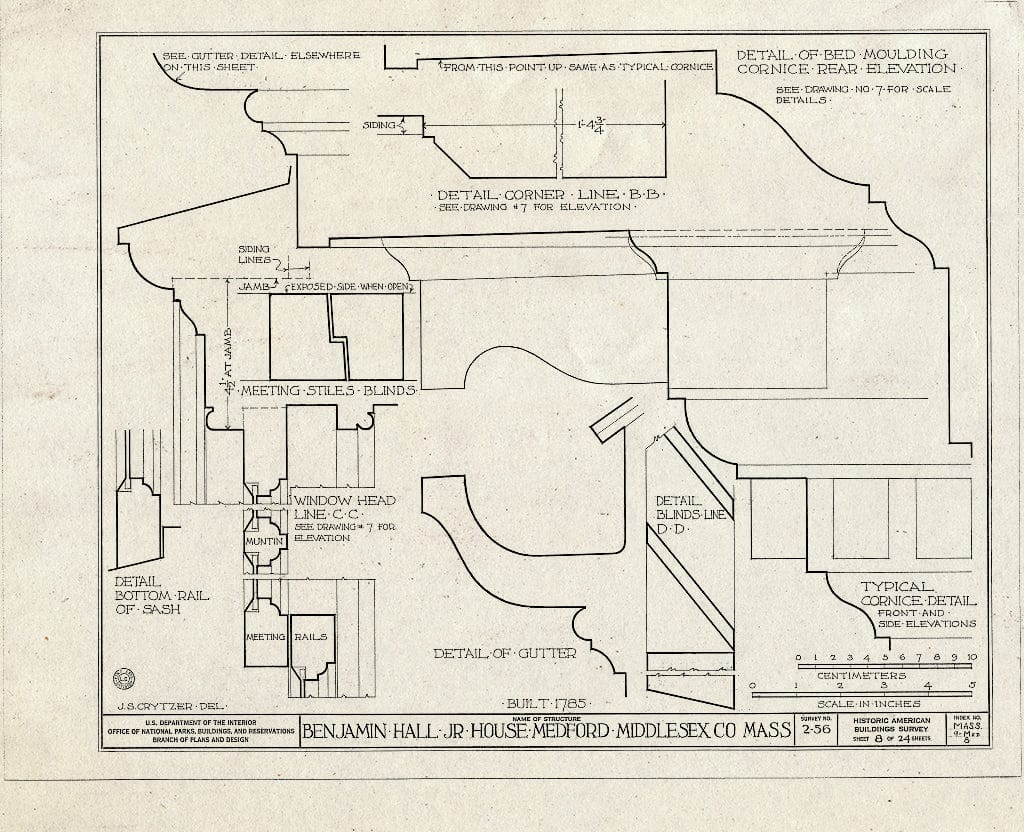 Blueprint HABS Mass,9-MED,8- (Sheet 8 of 24) - Benjamin Hall Jr. House, 57 High Street, Medford, Middlesex County, MA