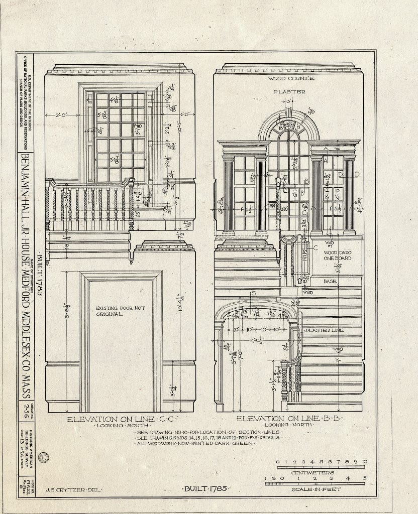 Blueprint HABS Mass,9-MED,8- (Sheet 13 of 24) - Benjamin Hall Jr. House, 57 High Street, Medford, Middlesex County, MA