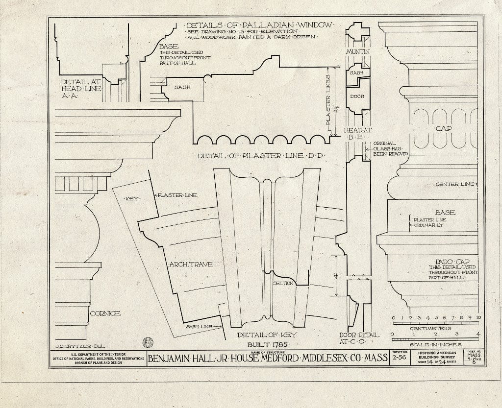Blueprint HABS Mass,9-MED,8- (Sheet 14 of 24) - Benjamin Hall Jr. House, 57 High Street, Medford, Middlesex County, MA