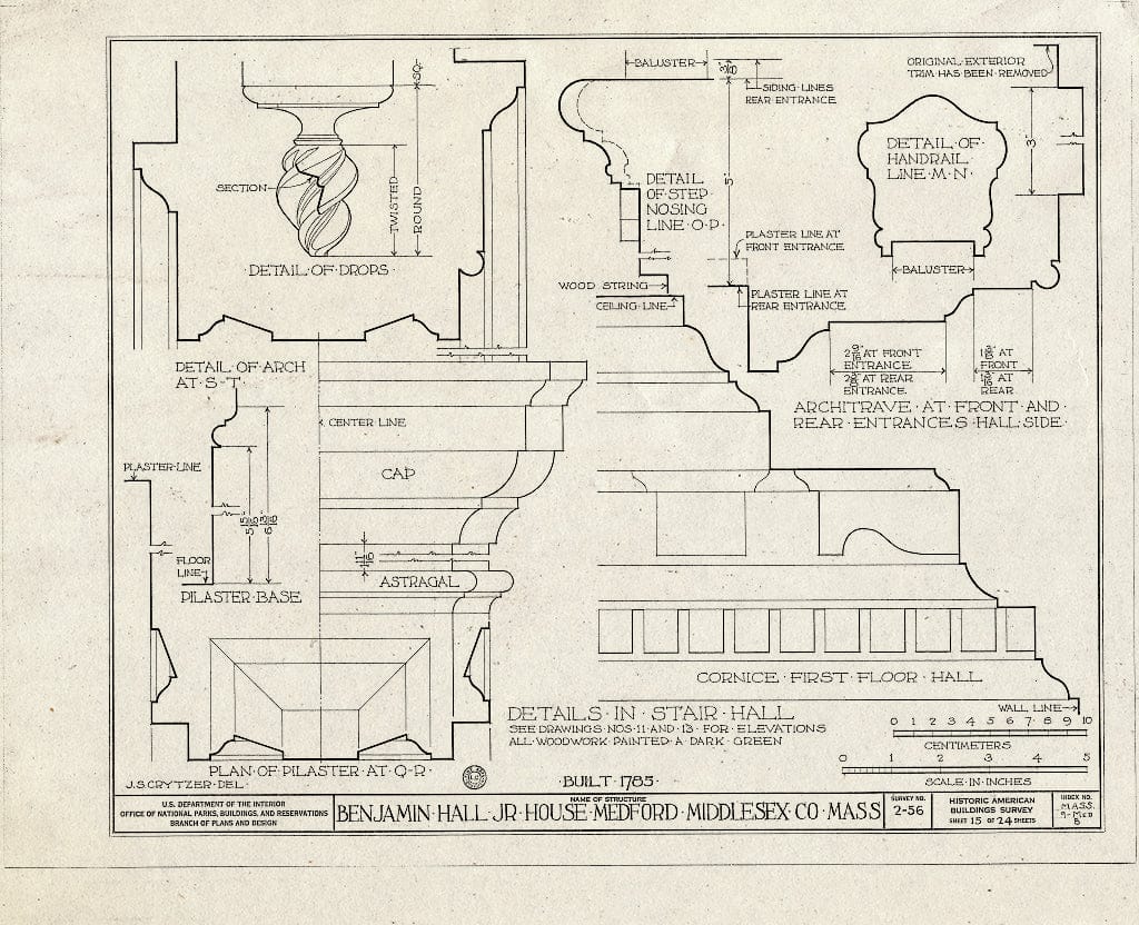 Blueprint HABS Mass,9-MED,8- (Sheet 15 of 24) - Benjamin Hall Jr. House, 57 High Street, Medford, Middlesex County, MA