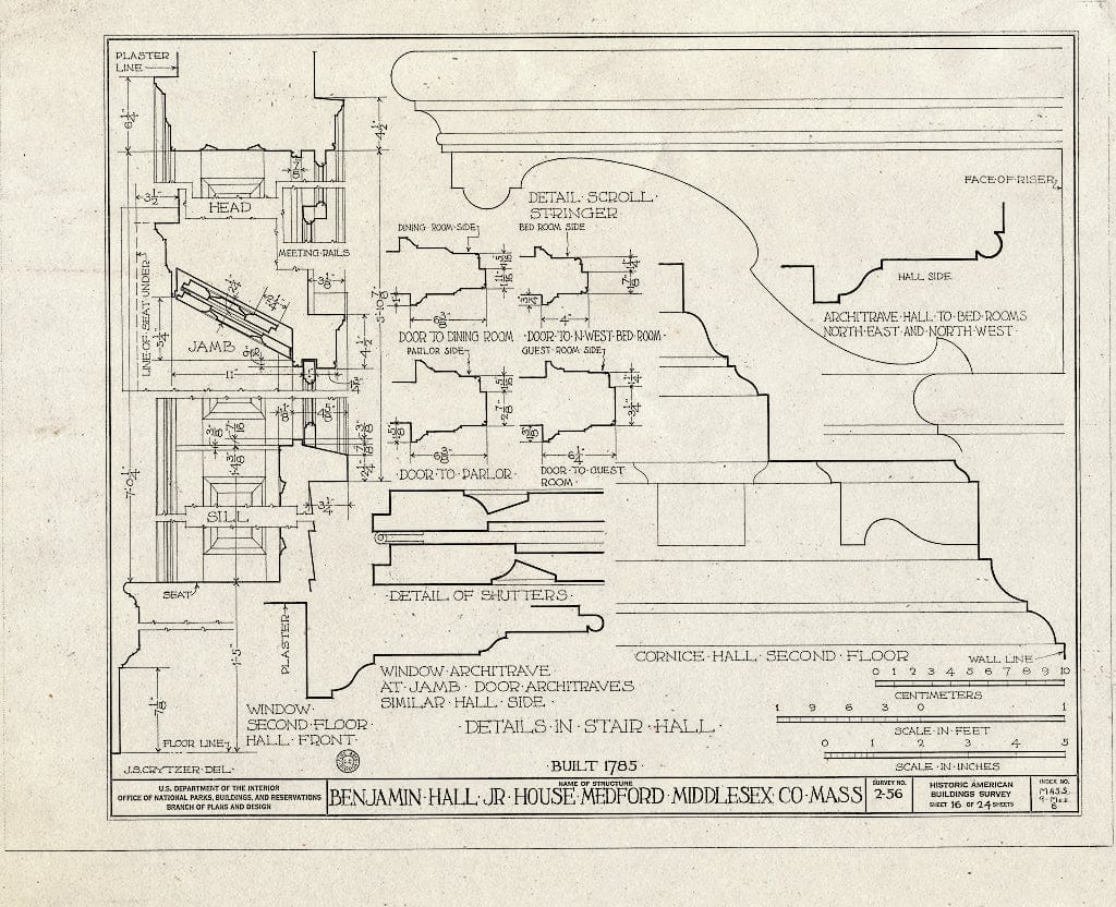 Blueprint HABS Mass,9-MED,8- (Sheet 16 of 24) - Benjamin Hall Jr. House, 57 High Street, Medford, Middlesex County, MA