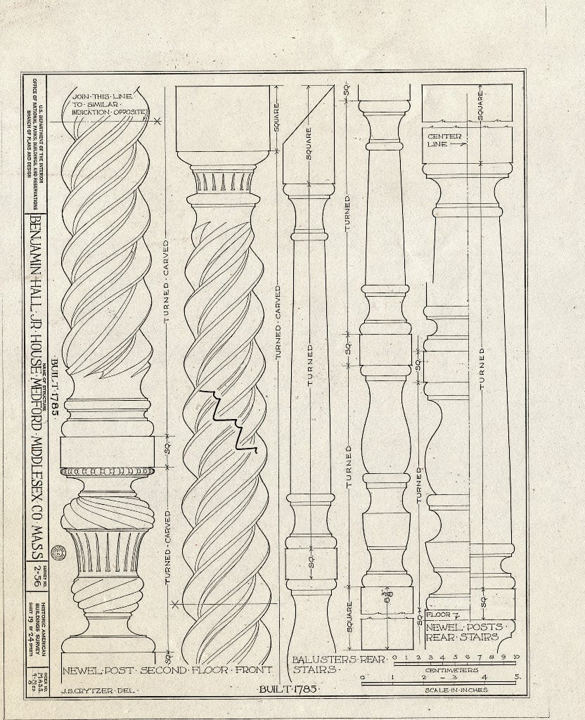 Blueprint HABS Mass,9-MED,8- (Sheet 19 of 24) - Benjamin Hall Jr. House, 57 High Street, Medford, Middlesex County, MA