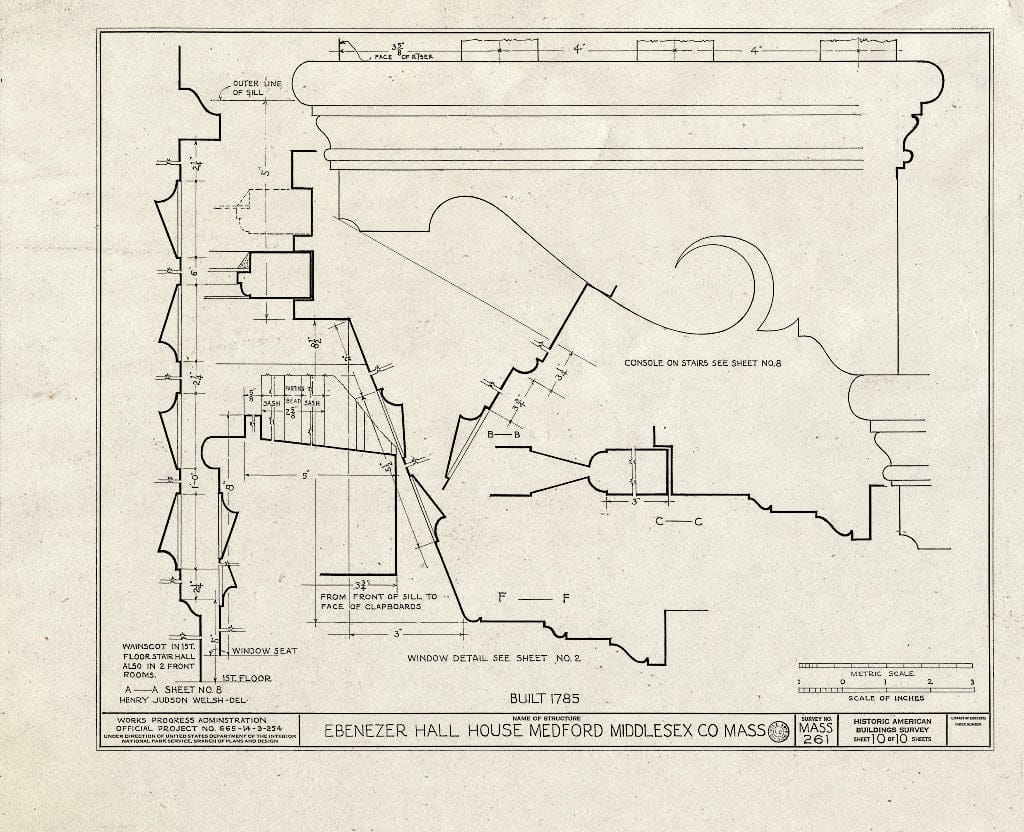 Blueprint HABS Mass,9-MED,6- (Sheet 10 of 10) - Ebenezer Hall House, 49 High Street, Medford, Middlesex County, MA