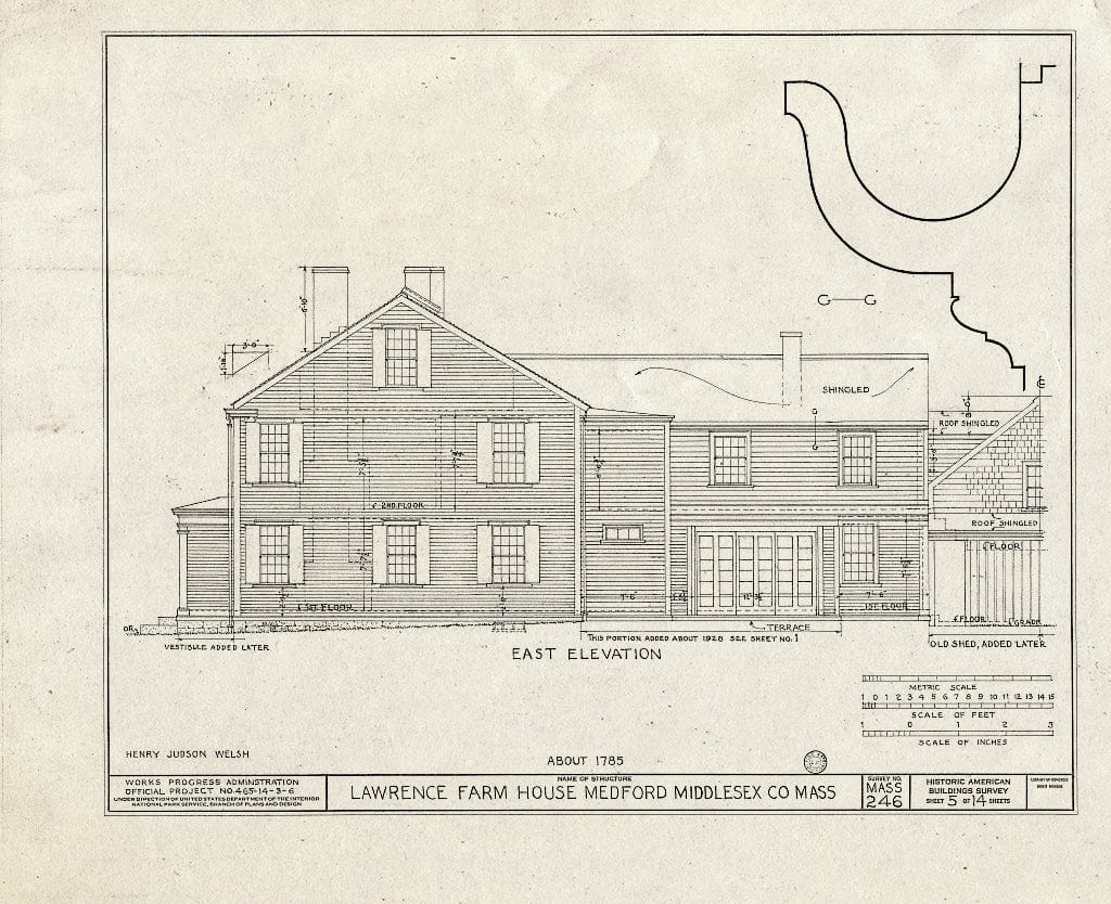 Blueprint HABS Mass,9-MED,12- (Sheet 5 of 14) - Lawrence Farmhouse, 353 Lawrence Road, Medford, Middlesex County, MA