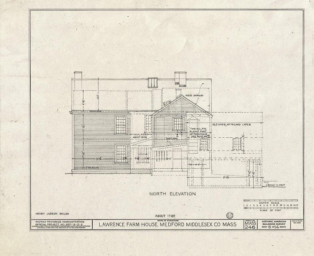 Blueprint HABS Mass,9-MED,12- (Sheet 6 of 14) - Lawrence Farmhouse, 353 Lawrence Road, Medford, Middlesex County, MA