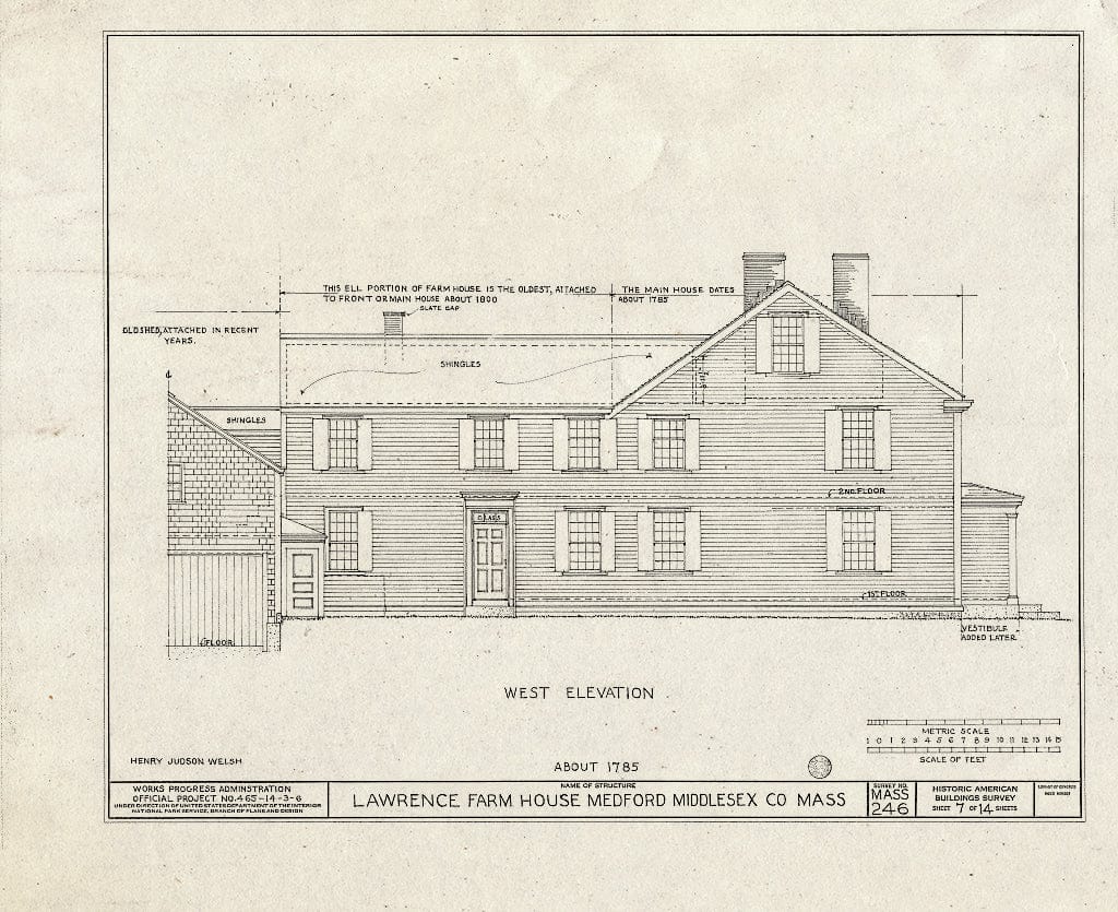Blueprint HABS Mass,9-MED,12- (Sheet 7 of 14) - Lawrence Farmhouse, 353 Lawrence Road, Medford, Middlesex County, MA