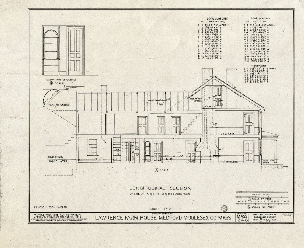 Blueprint HABS Mass,9-MED,12- (Sheet 8 of 14) - Lawrence Farmhouse, 353 Lawrence Road, Medford, Middlesex County, MA