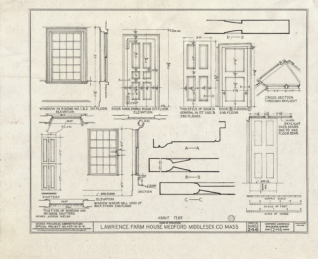 Blueprint HABS Mass,9-MED,12- (Sheet 12 of 14) - Lawrence Farmhouse, 353 Lawrence Road, Medford, Middlesex County, MA